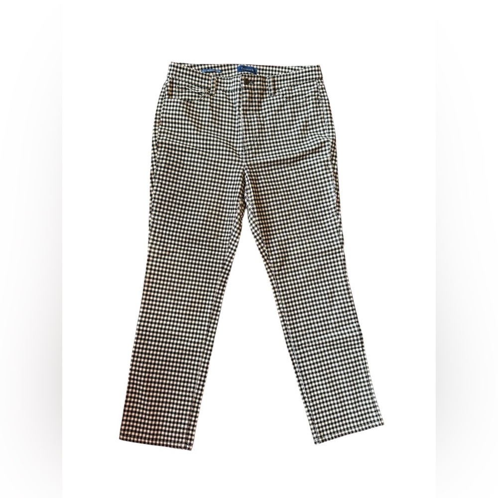 Talbots Flawless High Waist Straight Leg Slimming Velvet Gingham Pants Sz 12P